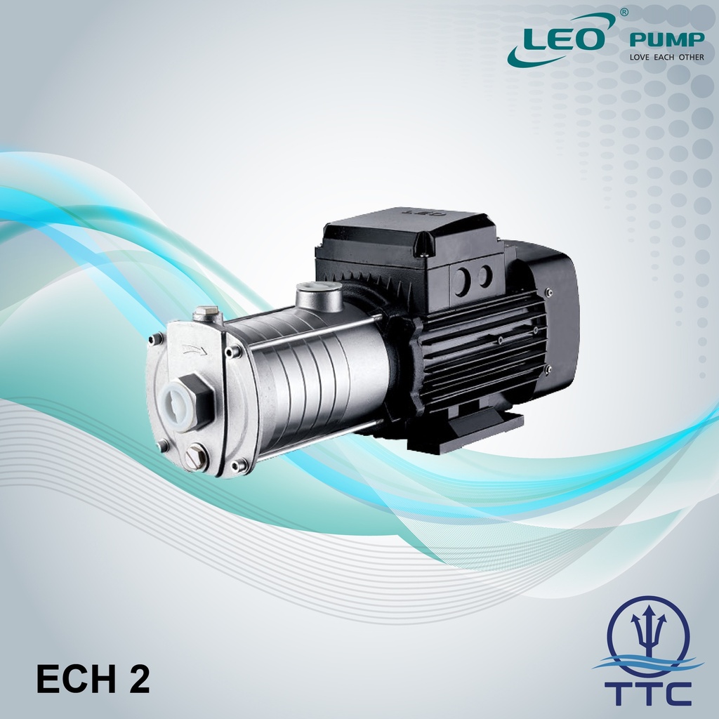 Stainless Steel Horizontal Multistage Pump: Model ECHm-2-50 x 0.55kW/0.75HP x 1 Phase x Clean Water